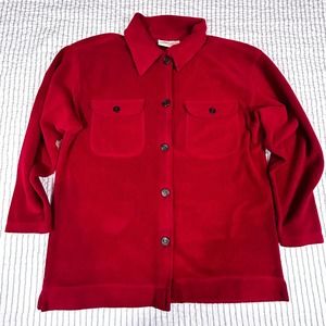 Crossroads Vintage Womens M Fleece Shacket Jacket Shirt Red 72% Poly 28% Cotton